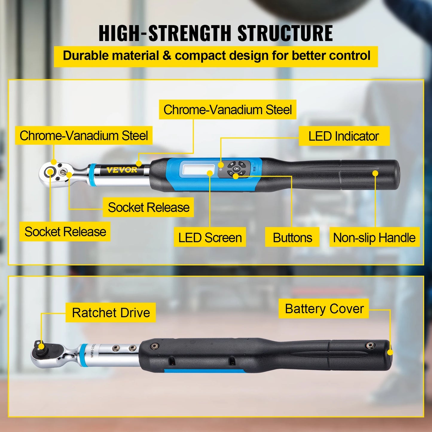 VEVOR Digital Torque Wrench 3/8in Bidirectional Ratchet Head Professional Adjustable Bicycle Repair Hand Tools 1.5-30/4.2-85 Nm