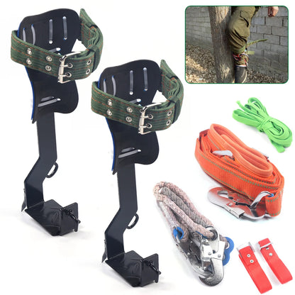 Tree Climbing Spike Set Safety Belt Adjustable Rescue Belt Belt Rope Stainess Lanyard Steel Safety Climbing Spike Set