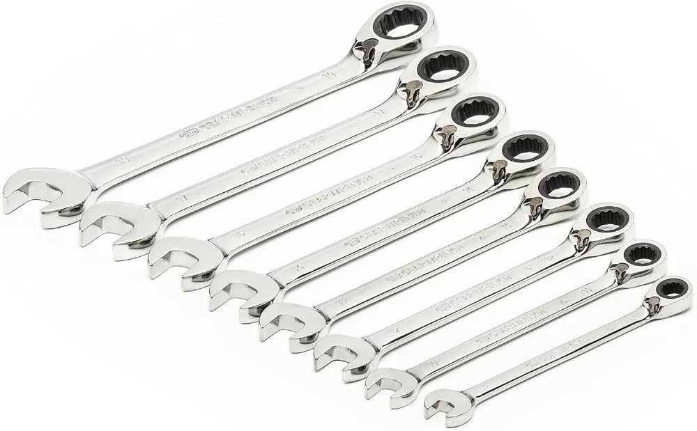 Reversible Ratcheting Combination Wrench Set Flush Mounted Reversing Lever Hand Tool Set Tools and Home Improvement