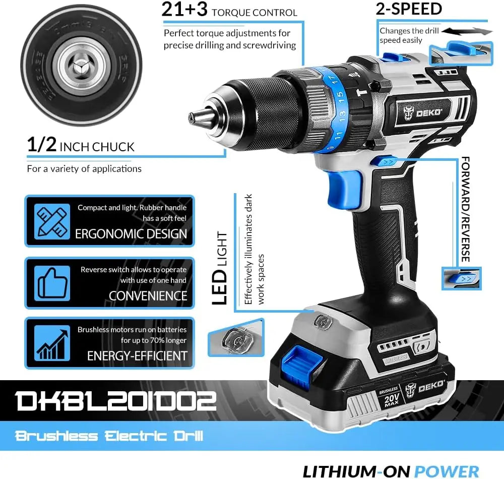 DEKO Hammer Drill 20V